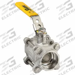 SHARPE Manual Two-Way Ball Valve: 1 1/4 in, 316 Stainless Steel, Straight Valve Body, Three-Piece (MPN 4351002560). Key specifications — Seat Material: Polymer; Brand: SHARPE; Handle: Locking Lever.
