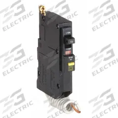 SQUARE D Miniature Circuit Breaker: 15 A, 120V AC, Single Phase, 10kA at 120V AC, 1 Poles (MPN QOB115GFI). Key specifications — Phase: Single; Amps: 15 A; AC Voltage Rating: 120V AC; Max. AIR Rating: 10kA at 120V AC; For Use With: QO Load Centers and NQ Panelboards; Brand: SQUARE D.