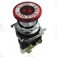 EATON Emergency Stop Push Button: Illuminated, Mushroom Head Profile, Metallic, 30 mm, 1NC (MPN 10250T563C53-71X). Key specifications — Brand: EATON; Action: Maintained/Maintained; Series: 10250T; Push Button Material Type: Metallic.