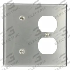 LEVITON Wall Plate: Combo, 2 Gang, Std Size (MPN 84087-40). Key specifications — Brand: LEVITON; Material: Stainless Steel.