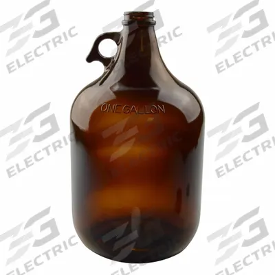 QORPAK Jug: Amber, Glass, 3.79 L, 164.85 mm, 304 mm Overall Ht, Screw On Cap - Glass Jugs