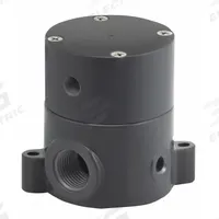 PLAST-O-MATIC Pneumatically Actuated Diaphragm Valve: 1 1/2 in, PVC, 3-Way, FNPT x FNPT, PTFE (MPN BSDA150T-NC-PV). Key specifications — Diaphragm Material: PTFE; Actuator Operation: Air to Spring; Connection Gender - Side 1: Female; Connection Gender - Side 2: Female; Connection Type - Side 2: NPT; Brand: PLAST-O-MATIC; For Media: Corrosive Chemicals; Diaphragm Valve Type: 3-Way.