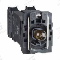 SCHNEIDER ELECTRIC Lamp Module and Contact Block: 22 mm Panel Mounting Size, 1NO/1NC, Clear (MPN ZB5AW035). Key specifications — Brand: SCHNEIDER; Compatible with Series: XB5; Includes Bulb: Bulb Included; Lamp Module Voltage: 110 to 120V AC.