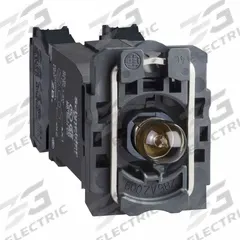 SCHNEIDER ELECTRIC Lamp Module and Contact Block: 22 mm Panel Mounting Size, 1NO/1NC, Clear (MPN ZB5AW035). Key specifications — Brand: SCHNEIDER; Compatible with Series: XB5; Includes Bulb: Bulb Included; Lamp Module Voltage: 110 to 120V AC.