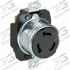 HUBBELL Locking Receptacle: Non-NEMA, Black, 250V DC/600V AC, 50 A Current Rating, 3 Poles, 4 Wires (MPN HBL3769). Key specifications — Brand: HUBBELL.