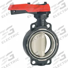 GEORG FISCHER Butterfly Valve: 2 1/2 in Pipe Size, Concentric, 145 psi Max. Pressure (CWP), Wafer, 9 (MPN 167567023). Key specifications — Brand: GEORG FISCHER; Handle Type: Lever; Disc Material: Polypropylene.