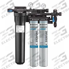 PENTAIR/EVERPURE Water Filtration System: 0.5 micron, 3.3 gpm, 25 1/2 in Overall Ht (MPN EV932422-75). Key specifications — Product Type: Ice Machine System; Filter Media: Carbon; Brand: PENTAIR/EVERPURE; Reduces: Sediment.
