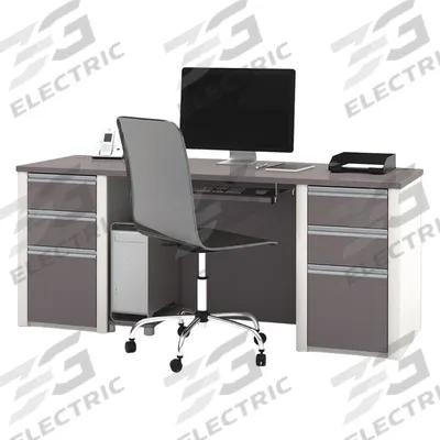 BESTAR Executive Desk: Sandstone/Slate, 71 1/8 in Overall Wd, 29 3/4 in Overall Dp - Connexion Series