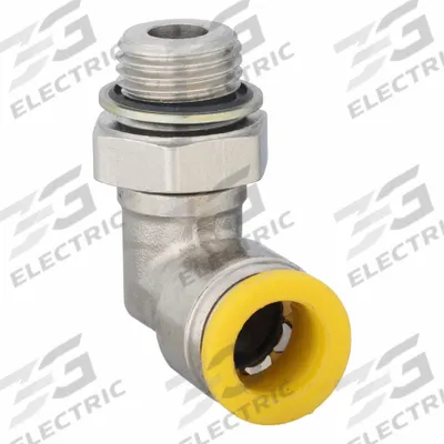 PARKER Push-Fit Elbow Fitting: 10 mm OD x 1/4 mm Pipe Size, Push-to-Connect x BSPP - Nickel-Plated Brass Tube Fittings