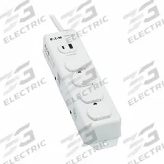EATON TRIPP LITE Outlet Strip: 4 Outlets, 15 ft Cord Lg, 15 A Current, UL 1363, White, 5-15P, 5-15R (MPN PS-415-HGUSB). Key specifications — Brand: EATON TRIPP LITE; Mounting Style: Keyhole.