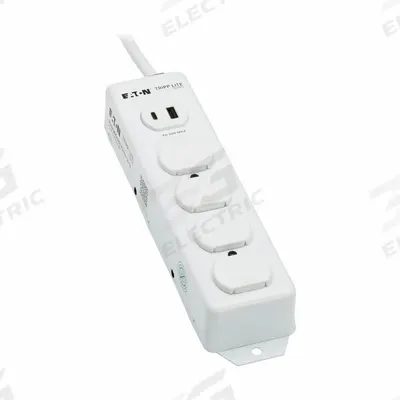 EATON TRIPP LITE Outlet Strip: 4 Outlets, 15 ft Cord Lg, 15 A Current, UL 1363, White, 5-15P - Healthcare Power Strips