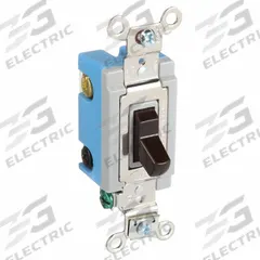 HUBBELL Wall Switch: Toggle Switch, 4-Way, Maintained, Brown, 120/277V AC, 15 A (MPN HBL1204). Key specifications — Illuminated: No; Voltage Rating: 120/277V AC.