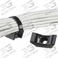 PANDUIT Heavy Duty Cable Tie Mount: 0.52 in Slot Wd, 0.23 in Slot Ht, Black, 0.72 in Wd, 100 PK (MPN TMEH-S25-C0). Key specifications — For Use With: Intermediate to Extra Heavy Duty Cable Ties; Size: 1.65 in L x 0.72 in W x 0.61 in H; Color: Black; Screw Mount Hole Size: 0.25 in; Brand: PANDUIT.