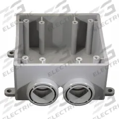 CANTEX Electrical Box: PVC, Rectangular, 2 Gangs, 1 in Hub Size, 36.3 cu in Capacity, Gray (MPN 5133392). Key specifications — Color: Gray; Brand: CANTEX.