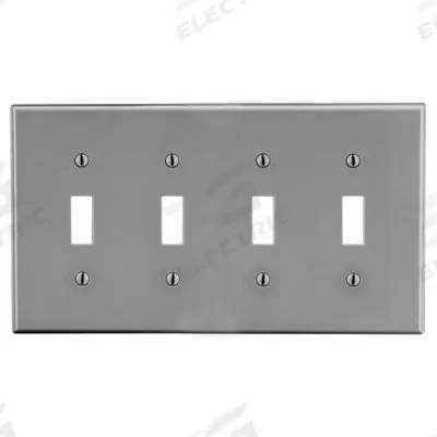 HUBBELL Wall Plate: Toggle, 4 Gang, Gray - General Purpose Wall Plates