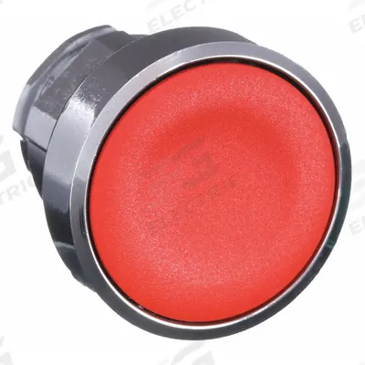 SCHNEIDER Flush Push Button: Red, 22 mm Mounting Size, Metallic - Flush-Mount & Recessed Push-Button Operators