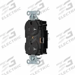 HUBBELL Receptacle: Duplex, 5-20, Black, 125V AC, 20 A, 2 Pole / 3 Wire (MPN 5362STBKTR)