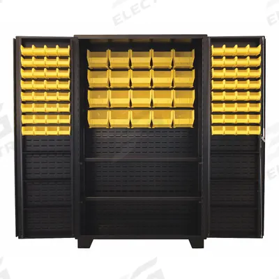 JAMCO Bin Cabinet: 48 in x 24 in 78 in, 8 Shelves, 84 Bins, Yellow, Deep Box - Standard Bin Cabinets with Shelves