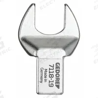 GEDORE Interchangeable Torque Wrench Head: 14mm x 18mm Drive Size, 33 47/64 mm Size, Open End (MPN 7118-34). Key specifications — attr310253: 14mm x 18mm; attr324954: GEDORE.