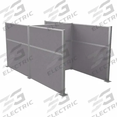 VERSARE Cubicle Kit: 72 in Overall Ht, 72 in Overall Wd, 5 Panels, Cloud Gray - Modular Cubicle Walls