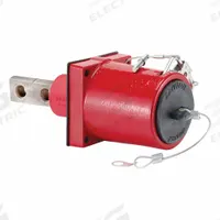 Single Pole Receptacle: Red, Straight 45° Clevis Pin Mating, Two-Hole Bus Bar Termination, 1,135 A (MPN 49MR2-XR). Key specifications — Series: 49; Receptacle Gender: Male; Brand: LEVITON.