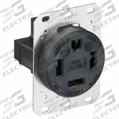 HUBBELL Receptacle: Single, Black, 125/250V AC, 60 A, 3 Pole / 4 Wire (MPN HBL9460A)