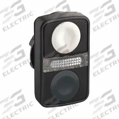 SCHNEIDER ELECTRIC Multihead Operator: Illuminated, 3 Button, Flush Profile, 22 mm Mounting Size (MPN ZB5AW7A1720). Key specifications — Brand: SCHNEIDER; Action: Momentary/Momentary/Momentary; Head/Lens Color: (2) White; Series: XB5; Push Button Material Type: Non-Metallic.