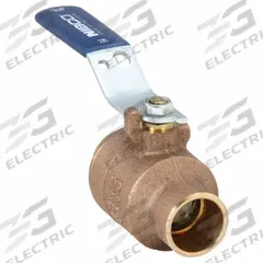 NIBCO Manual Two-Way Ball Valve: 1 in, Bronze, Straight, Sweat x Sweat, 600 psi Max. Pressure (CWP) (MPN S58570 1). Key specifications — Brand: NIBCO; Handle: Lever.