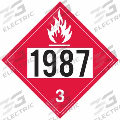LABELMASTER Flammable Liquid Placard: 1987, 10 3/4 in x 10 3/4 in, 10 3/4 in Label Ht - Class 3: Flammable Liquids