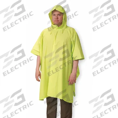 CONDOR Rain Poncho: Yellow, Nylon/PVC, Reusable, Snaps, 50 in Lg, 0.2 mm Thick - Hooded Rain Ponchos