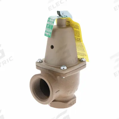 Watts Relief Valve: FNPTF x FNPTF, 1 in x 1 1/4 in, Iron - ASME Section XIII Hot Water Pressure Relief Valves