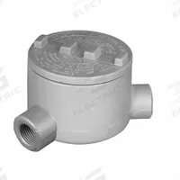 Conduit Outlet Body: Aluminum, Powder Coated, GR, 1 1/2 in Trade Size, Threaded (MPN GRN150-A). Key specifications — Series: For Standard Body; Compatible Conduit Trade Size: 1-1/2 in; Thread Gender: Female; Hub Style: Threaded; Cover Included: Yes; Body Style: N; Connection Type: Threaded; Back Type: Round.
