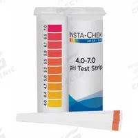 HYDRION pH Test Strips: 4 pH to 7 pH, 0.3 pH Resolution, 3 1/4 in Overall Lg, 1/4 in Overall Wd (MPN 84070). Key specifications — pH Resolution: 0.3 pH; Brand: HYDRION.