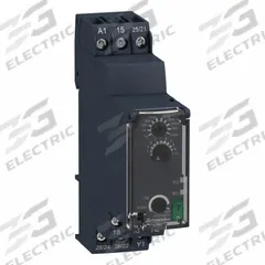 SCHNEIDER Time Delay Relay: DIN-Rail Mounted, 24 to 240V AC/DC, 8 A, 6 Pins/Terminals (MPN RE22R2ACMR). Key specifications — Contact Rating (DC): 8 A @ 24V; Delay Function: On/Off Delay; Input Voltage: 24 to 240V AC/DC; Brand: SCHNEIDER.