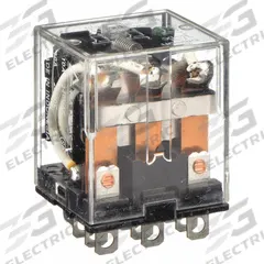 OMRON General Purpose Relay: Socket Mounted, 10 A Current Rating, 12V DC, 3PDT, 11 Pins/Terminals (MPN LY3N-DC12). Key specifications — Brand: OMRON; Base Type: Square; Mounting Style: Plug-In; Pin Shape: Flat; Electrical Connection: Quick-Connect; Manufacturer Part Number: LY3N-DC12; Operating Current: 7.5 A at 110V AC (Inductive Load); Series: LY Series.