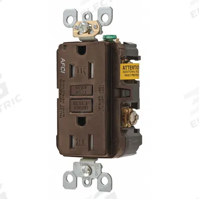 HUBBELL Receptacle: Duplex, 5-15, Brown, 125V AC, 15 A, 2 Pole / 3 Wire (MPN AFR15TR) - General Purpose Receptacles