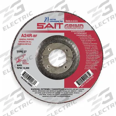 UNITED ABRASIVES-SAIT Depressed Center Grinding Wheel: Type 27, 4 1/2" x 1/4" x 7/8", Aluminum Oxide - General Purpose Grinding Wheels for Carbon & Stainless Steel