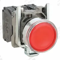 SCHNEIDER Illuminated Push Button: Illuminated, Flush Profile, Metallic, 22 mm, 1NO/1NC (MPN XB4BW34B5). Key specifications — Brand: SCHNEIDER; Action: Momentary; Series: XB4; Push Button Material Type: Metallic.
