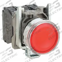 SCHNEIDER Illuminated Push Button: Illuminated, Flush Profile, Metallic, 22 mm, 1NO/1NC (MPN XB4BW34B5). Key specifications — Brand: SCHNEIDER; Action: Momentary; Series: XB4; Push Button Material Type: Metallic.