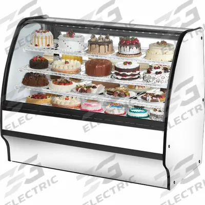 TRUE REFRIGERATION Refrigerated Merchandiser: 49 1/8 in x 59 1/4 in x 39 in, White - Curved Glass Display Refrigerator Merchandisers