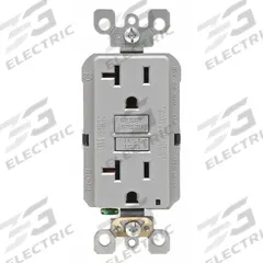 LEVITON GFI Receptacle: Decorator Duplex, 5-20, Gray, GFCI, 125V AC, 20 A, 2 Pole / 3 Wire (MPN GFNT2-GY)