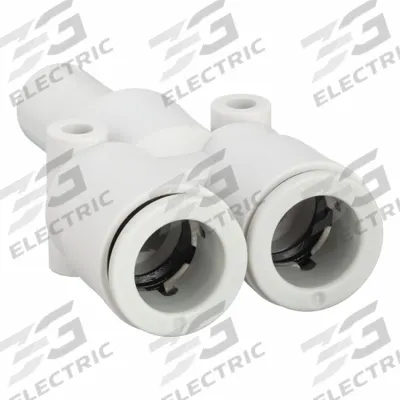 SMC Push-Fit Wye Fitting: 12 mm OD x 12 mm OD x 12 mm OD Size, Polybutylene Terephthalate - Polybutylene & Brass Tube Fittings