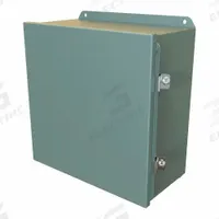 HAMMOND Electrical Enclosure: Steel, 12 in x 12 in x 6 in, NEMA 12/13/3R/4, Solid Cover, Hinged (MPN HJ12126HLP). Key specifications — Closure Method: Clamps; Brand: HAMMOND; Knockouts: Not Included.