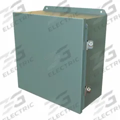 HAMMOND Electrical Enclosure: Steel, 12 in x 12 in x 6 in, NEMA 12/13/3R/4, Solid Cover, Hinged (MPN HJ12126HLP). Key specifications — Closure Method: Clamps; Brand: HAMMOND; Knockouts: Not Included.