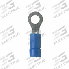 PANDUIT StrongHold(TM) EV14-14RB-Q Ring Terminal: Blue, Vinyl Insulation, 1/4 in Stud Size, 600 V. Key specifications — attr1308027: PANDUIT; attr1356513: EV14; attr1356587: Funnel Entry.