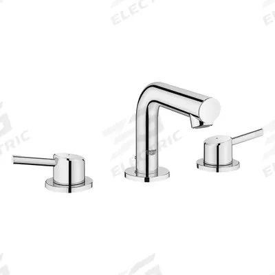 GROHE Straight Spout Bathroom Faucet: Concetto, Brass, Chrome Finish, 1.2 gpm Flow Rate - Widespread Handle Bathroom Faucets