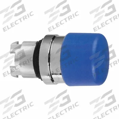 SCHNEIDER Mushroom Head Push Button: Blue, 22 mm Mounting Size, Metallic - Mushroom-Head Push-Button Operators
