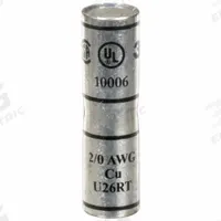 3M Open Barrel Splices: 2/0 AWG Wire Size, Black Code, 2 in, Copper Barrel, 2/0 AWG Max Wire Size (MPN 10006). Key specifications — Die Code: 45; Brand: 3M; Color Code: Black.
