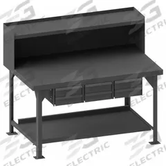 DURHAM MFG Workbench with Riser: Fixed Ht, Steel, 60 in x 36 in, 12,000 lb Overall Load Capacity (MPN HDWB3660RS6DR95). Key specifications — Brand: DURHAM MFG.