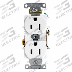 LEVITON Duplex Receptacle Outlet: Duplex, 5-15, White, 125V AC, 15 A, 2 Pole / 3 Wire (MPN 5252-W)